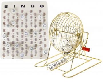 Bingo Cage Set (Ping Pong Ball Size): Brass Cage, Masterboard & Ping Pong Balls